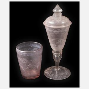 Barocker Deckelpokal und Becherglas