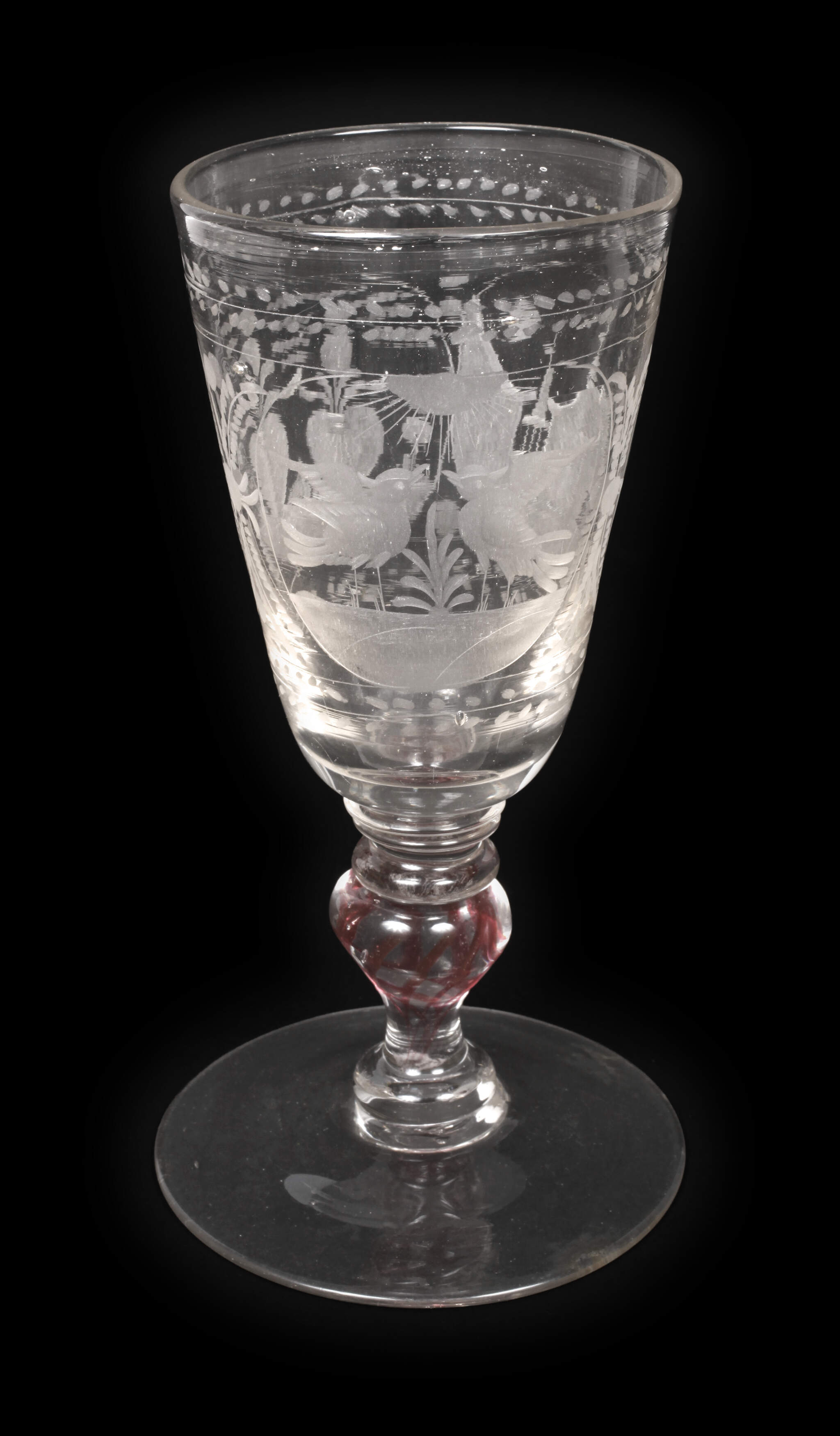 Barockes Hochzeits-Kelchglas mit rotem Faden