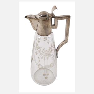 Karaffe mit Silbermontierung Jugendstil