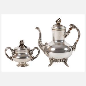 Silber Kaffeekanne und Zuckerdose Hanau