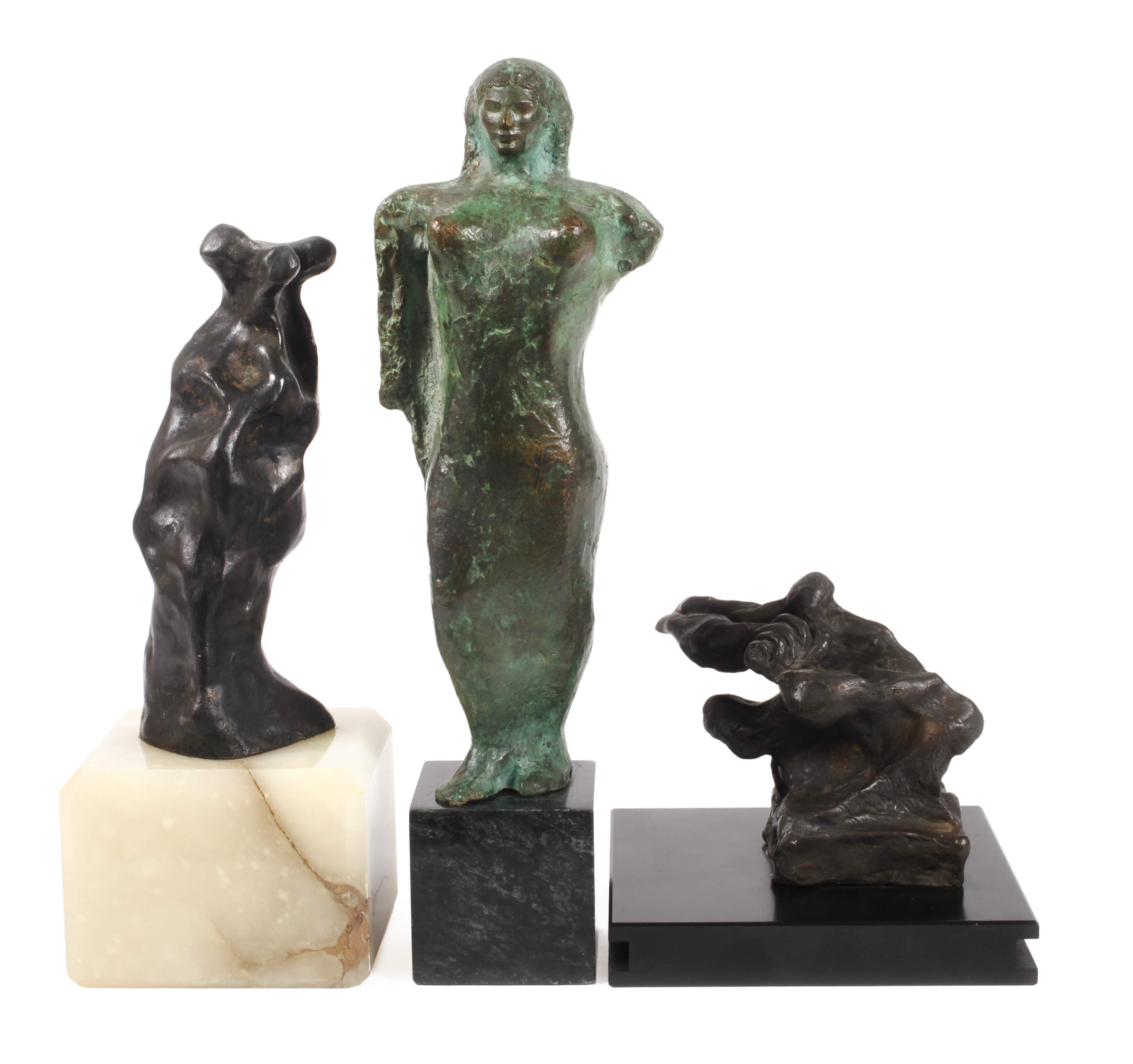 Drei moderne Bronzeskulpturen
