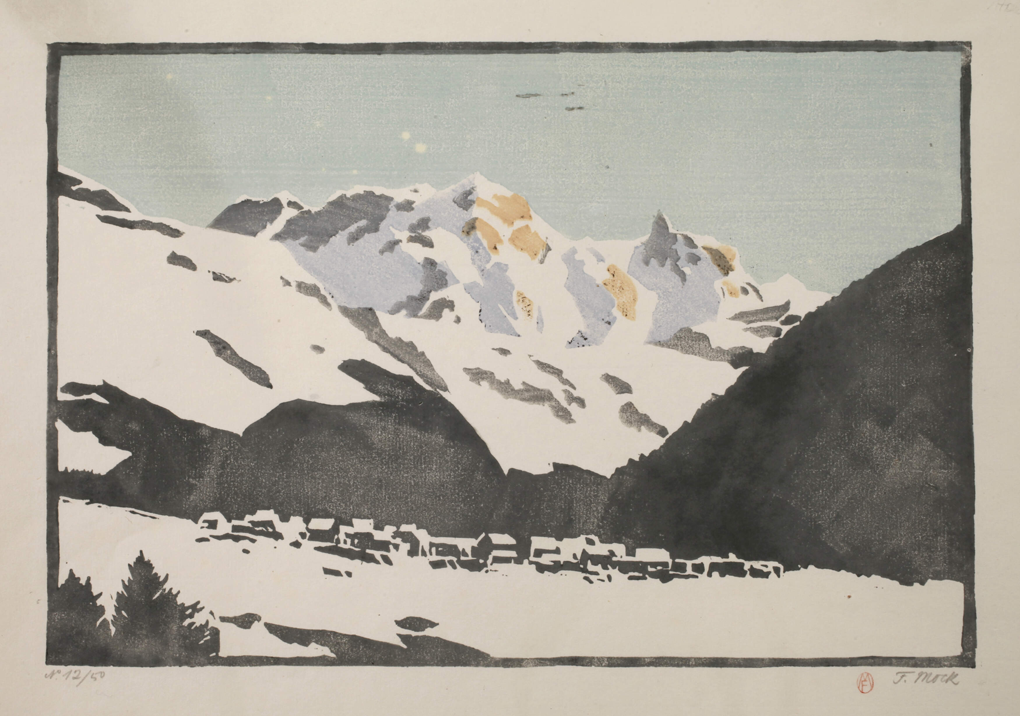 Fritz Mock, Winterliche Alpenlandschaft