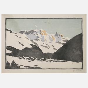 Fritz Mock, Winterliche Alpenlandschaft