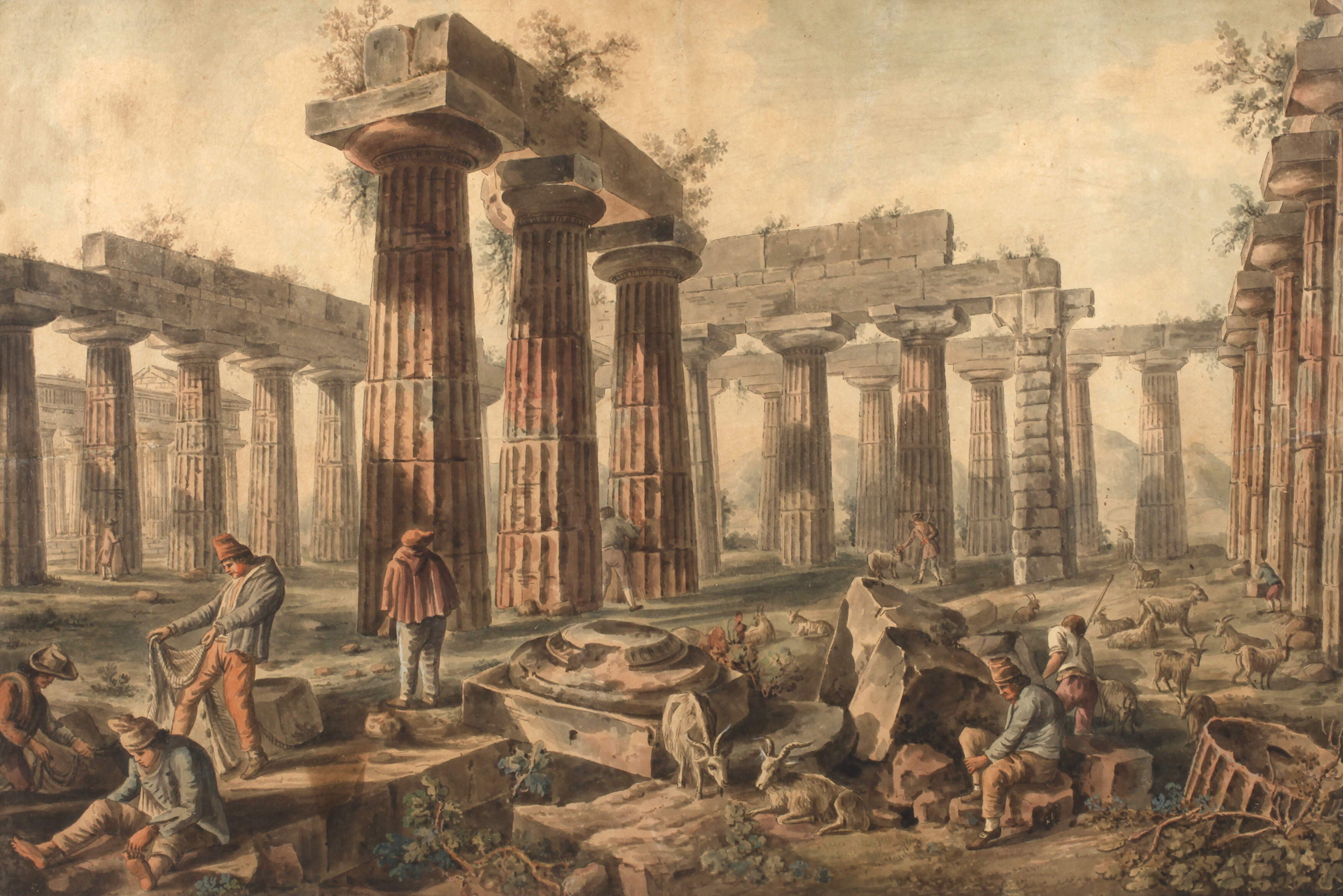 Hirten in den Ruinen von Paestum