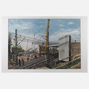 Bert Mallad, "Brückenbau Lochhausen (München)"