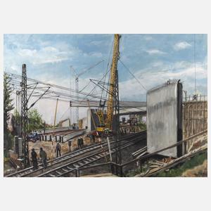 Bert Mallad, "Brückenbau Lochhausen (München)"