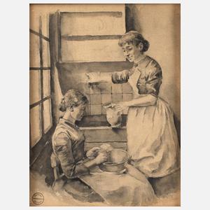 Carl Schmitz-Pleis, Bei der Hausarbeit