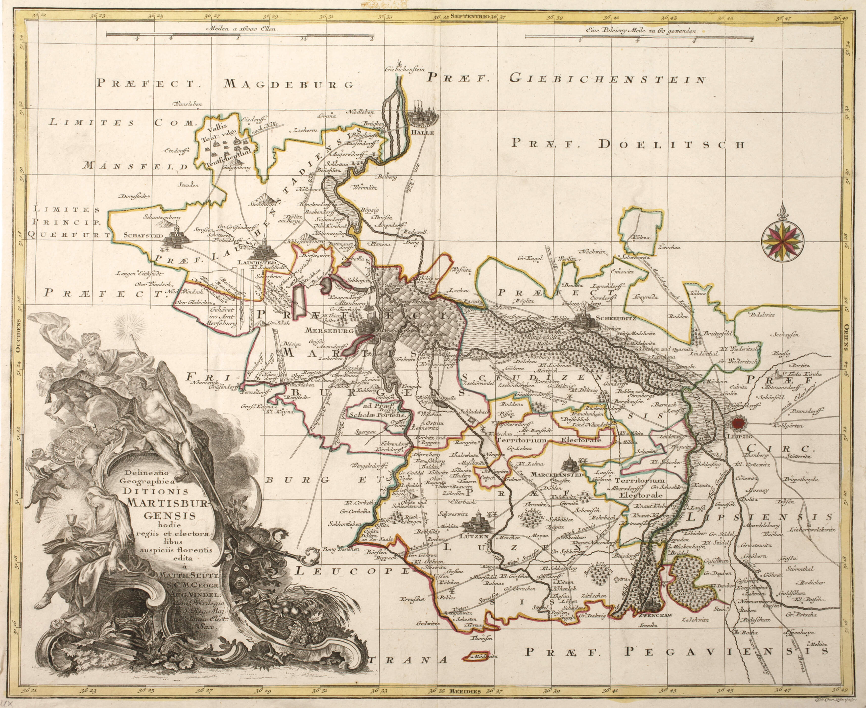 Matthäus Seutter, Kupferstichkarte Stift Merseburg