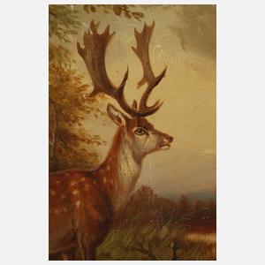 Carl Ockert, Damwild am Waldesrand