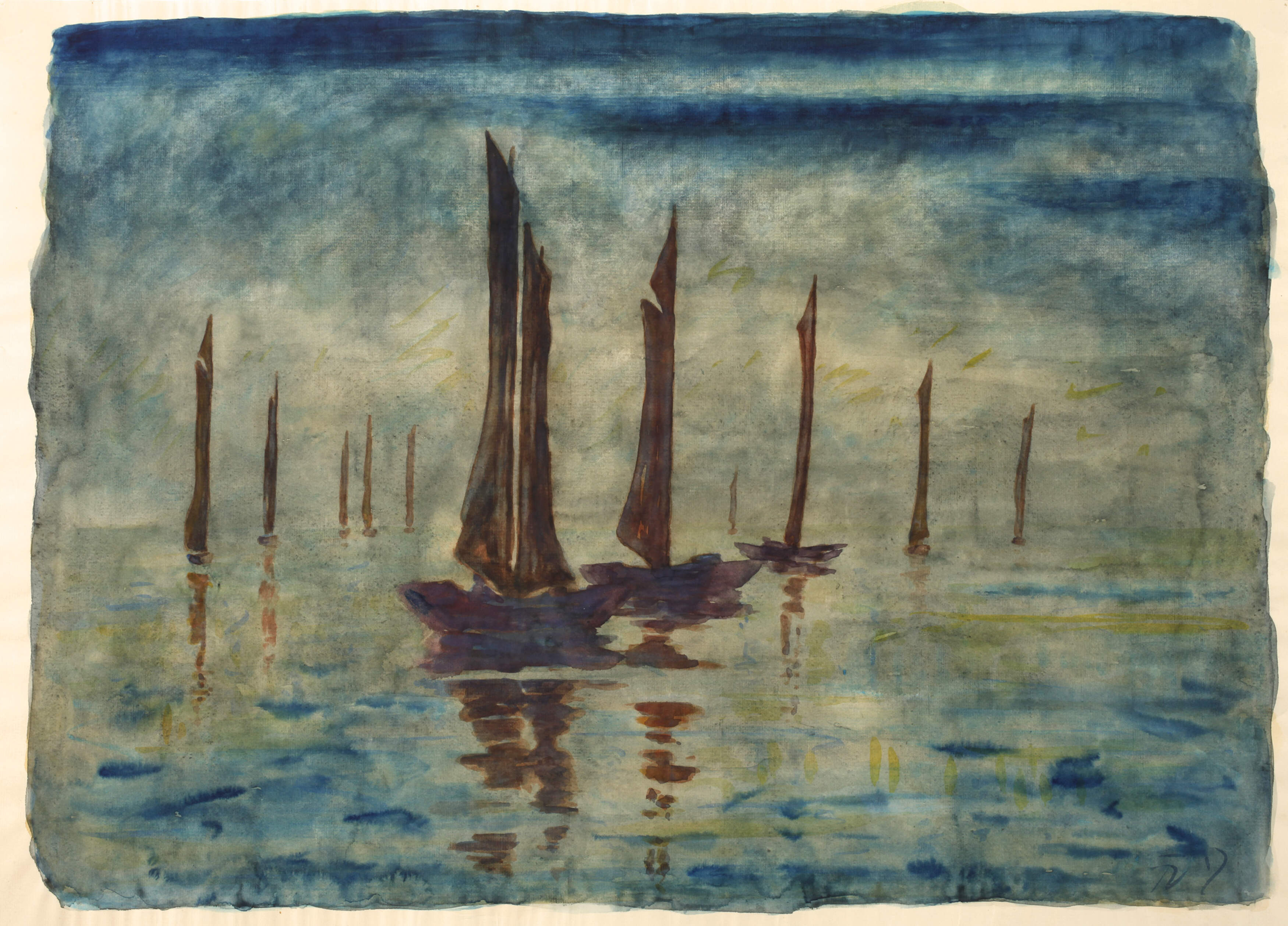 Fritz Zalisz, Stilles Meer mit Segelbooten