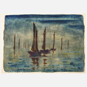 Fritz Zalisz, Stilles Meer mit Segelbooten