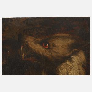 Hunde im Kampf mit einem Wolf