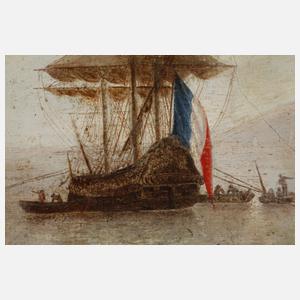 Im Hafen ankommendes Segelschiff
