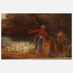 Im Hafen ankommendes Segelschiff