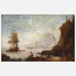 Im Hafen ankommendes Segelschiff