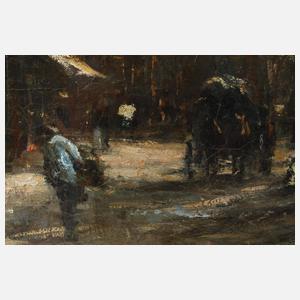 Franz Courtens, Abendliche Straßenszene