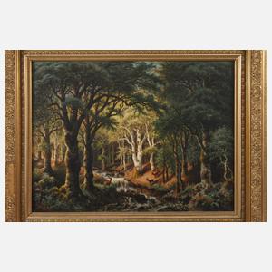 Johann Jakob Reinhardt, Hirschwild im Laubwald