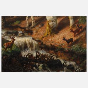 Johann Jakob Reinhardt, Hirschwild im Laubwald
