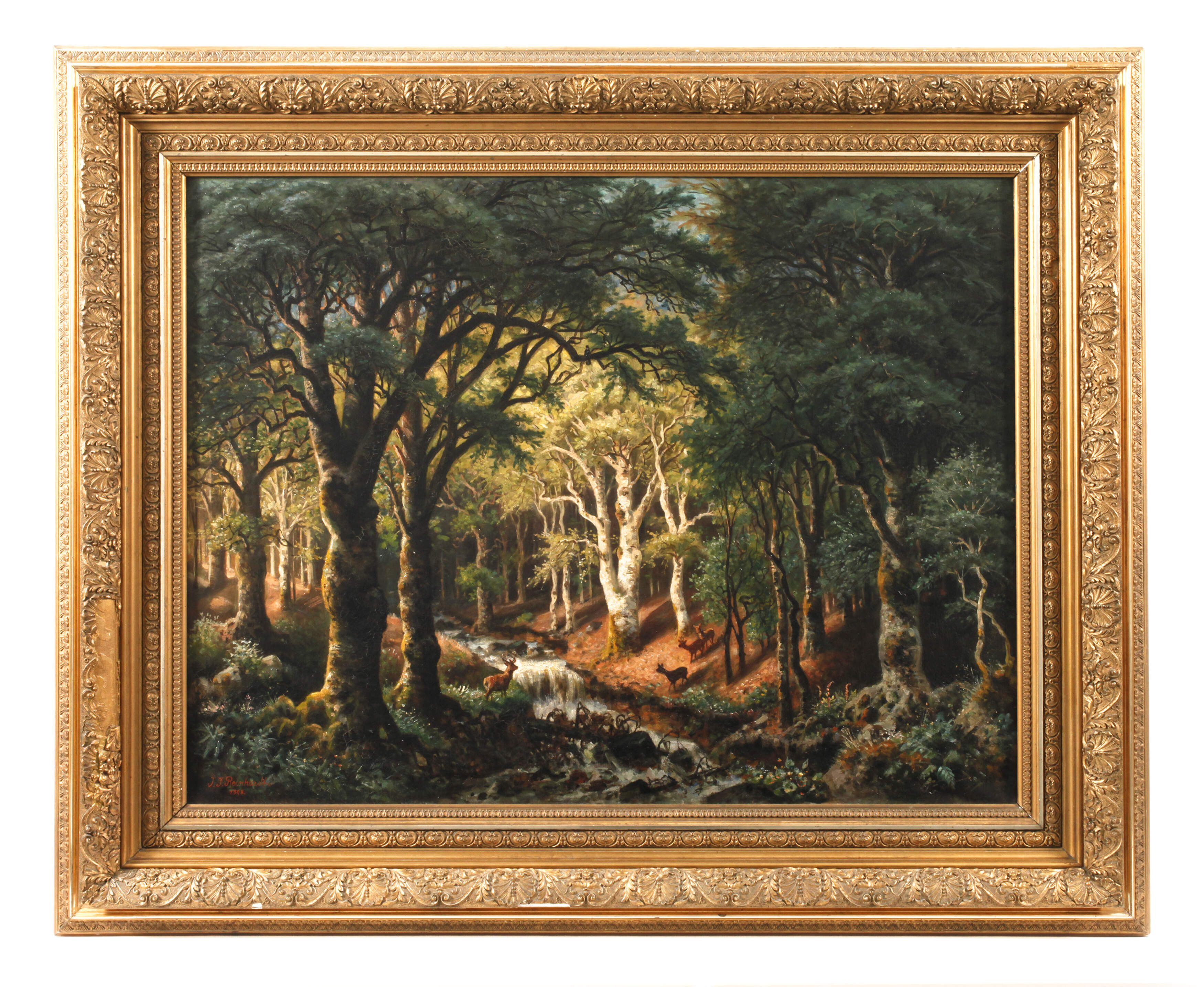 Johann Jakob Reinhardt, Hirschwild im Laubwald