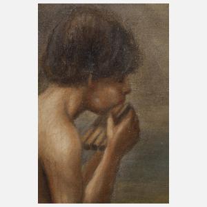 Panflöte spielender Daphnis am Meer