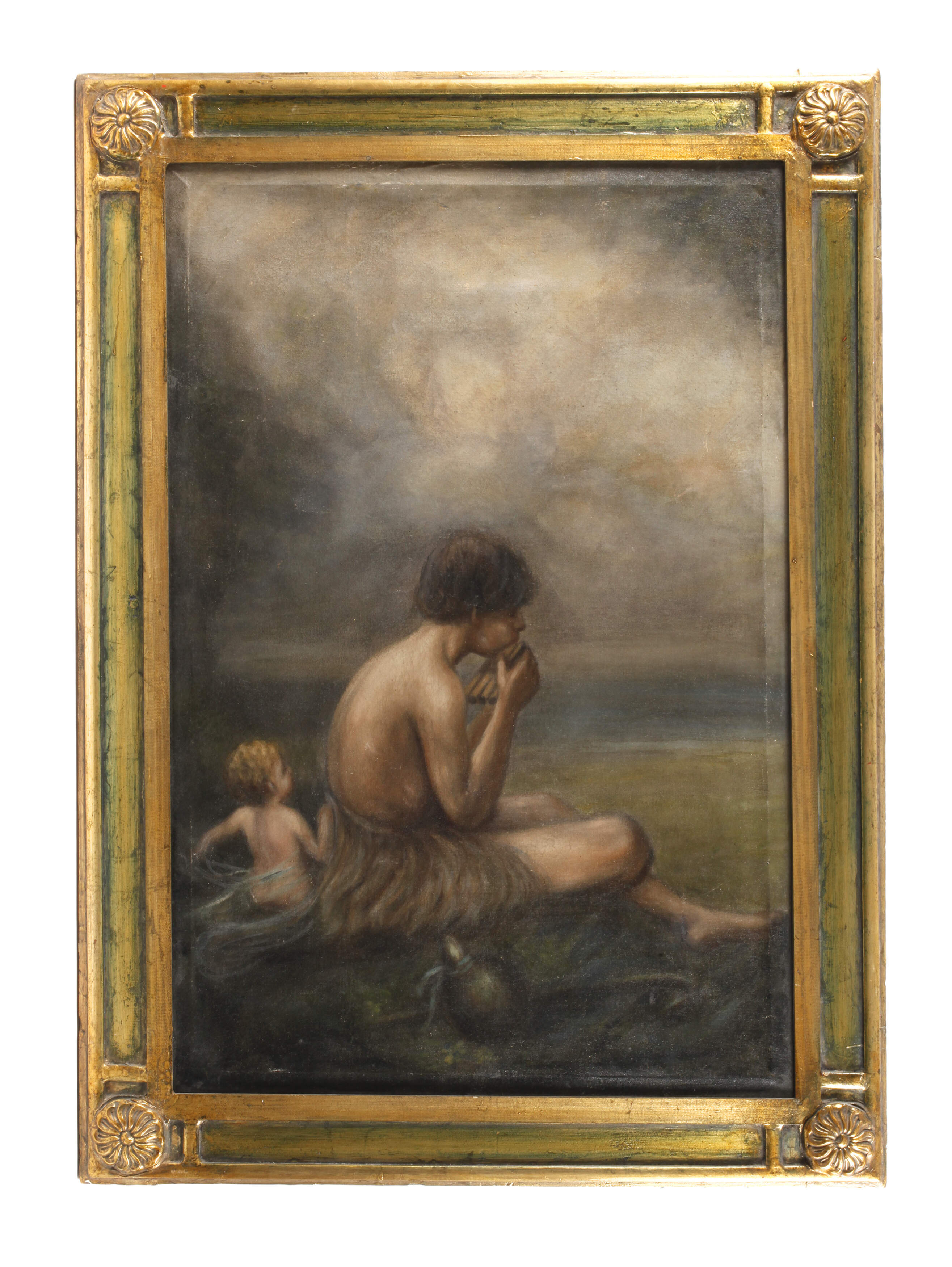 Panflöte spielender Daphnis am Meer
