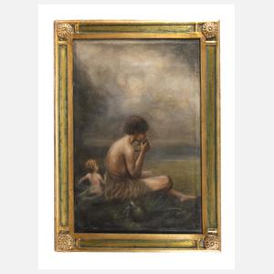Panflöte spielender Daphnis am Meer