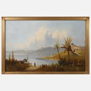 Orientalische Küstenlandschaft mit Palmen