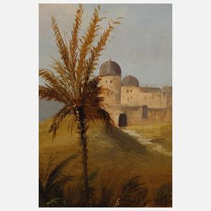 Orientalische Küstenlandschaft mit Palmen