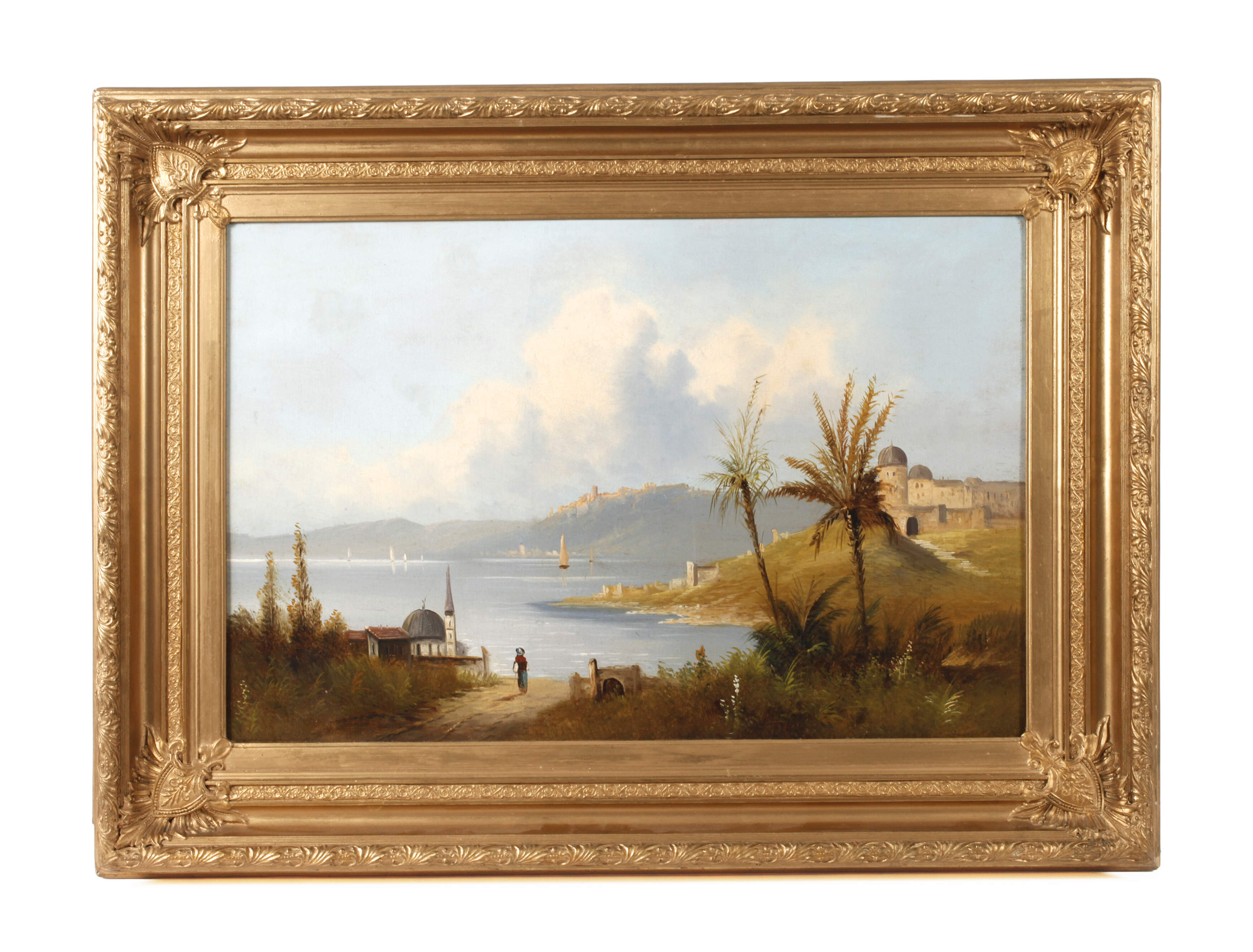 Orientalische Küstenlandschaft mit Palmen