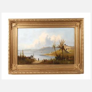 Orientalische Küstenlandschaft mit Palmen