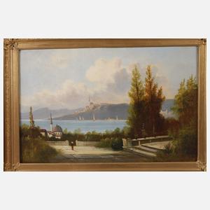 Orientalische Küstenlandschaft mit Terrasse