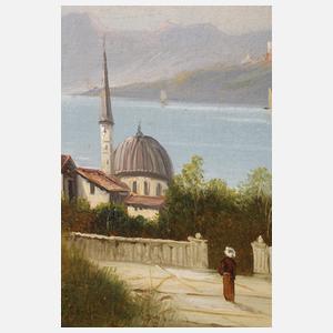 Orientalische Küstenlandschaft mit Terrasse