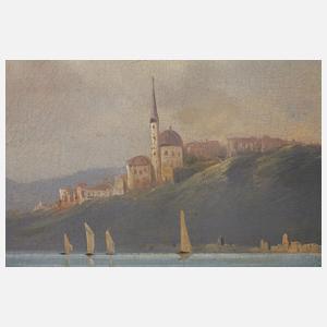 Orientalische Küstenlandschaft mit Terrasse