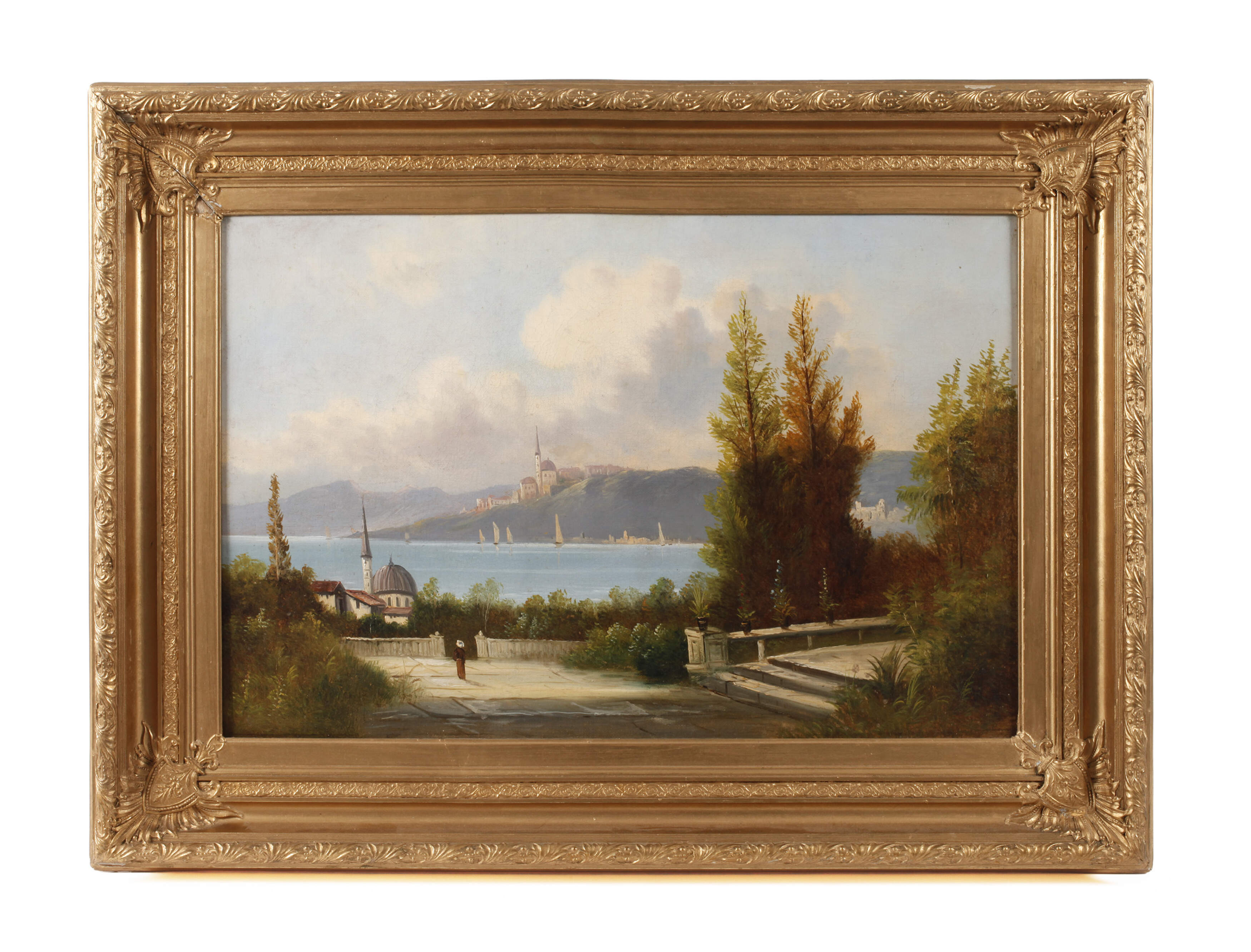 Orientalische Küstenlandschaft mit Terrasse