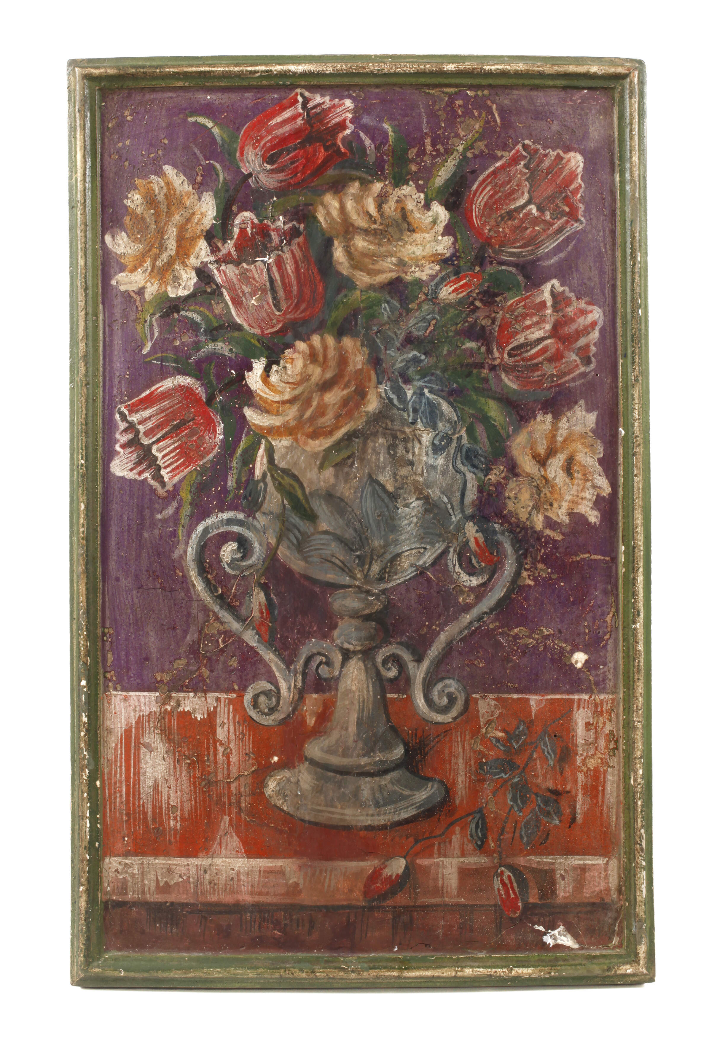 Naives Blumenstillleben hochkant