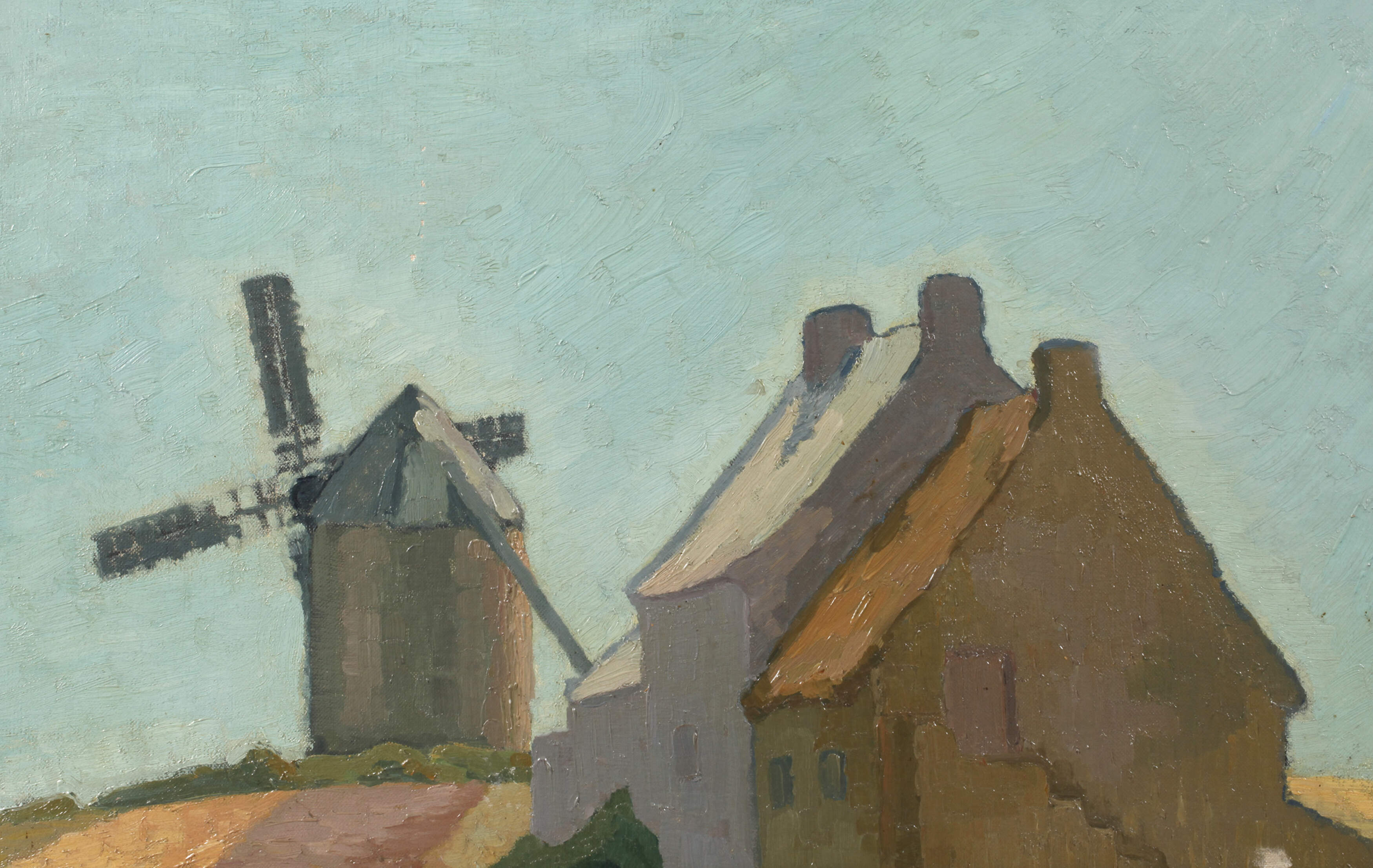Gertrud Berger attr., Windmühle und Häuser