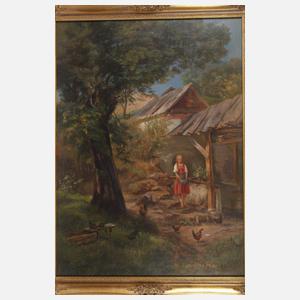 Josef Haunstetter, Mädchen auf dem Hühnerhof