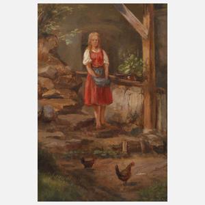 Josef Haunstetter, Mädchen auf dem Hühnerhof