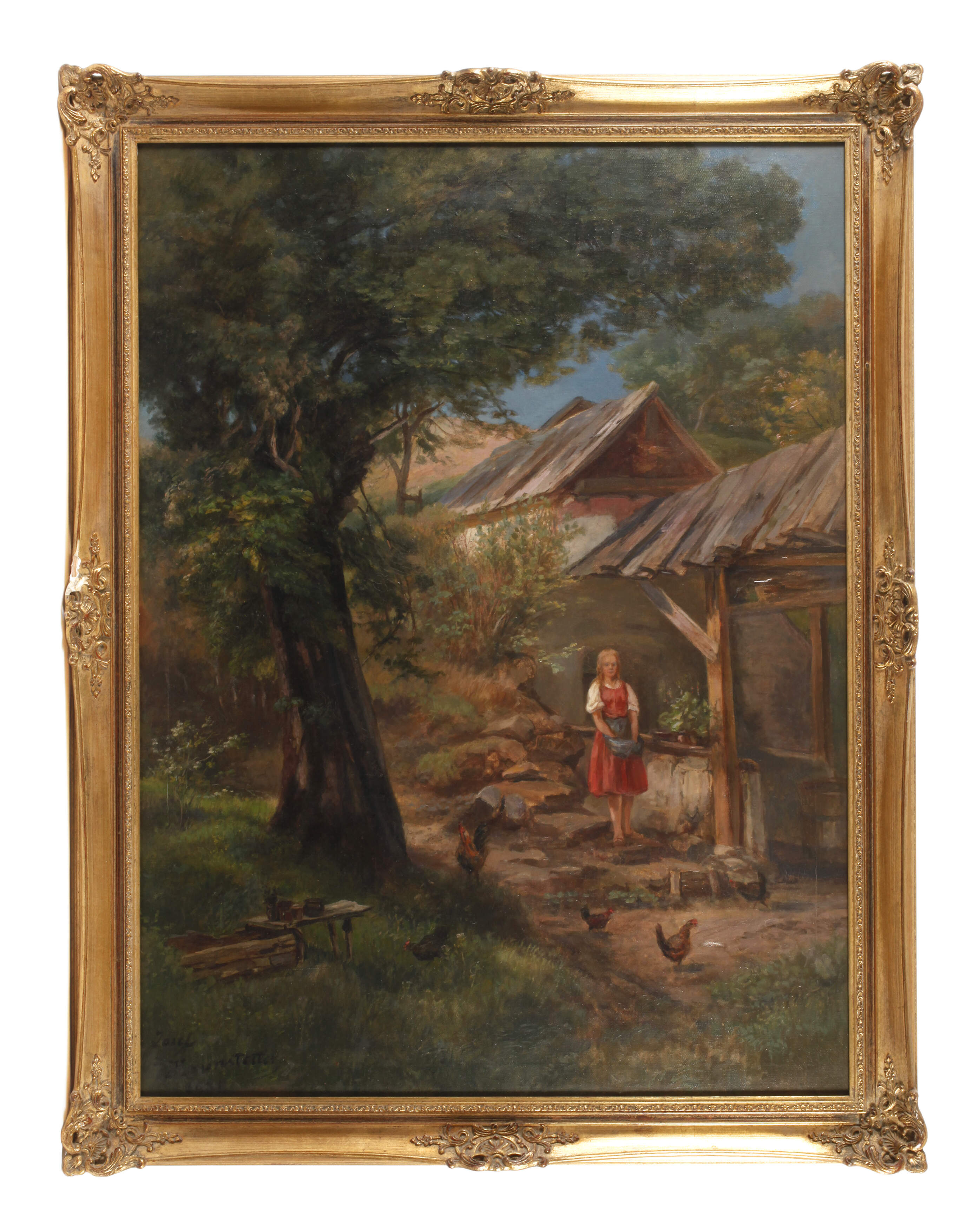 Josef Haunstetter, Mädchen auf dem Hühnerhof