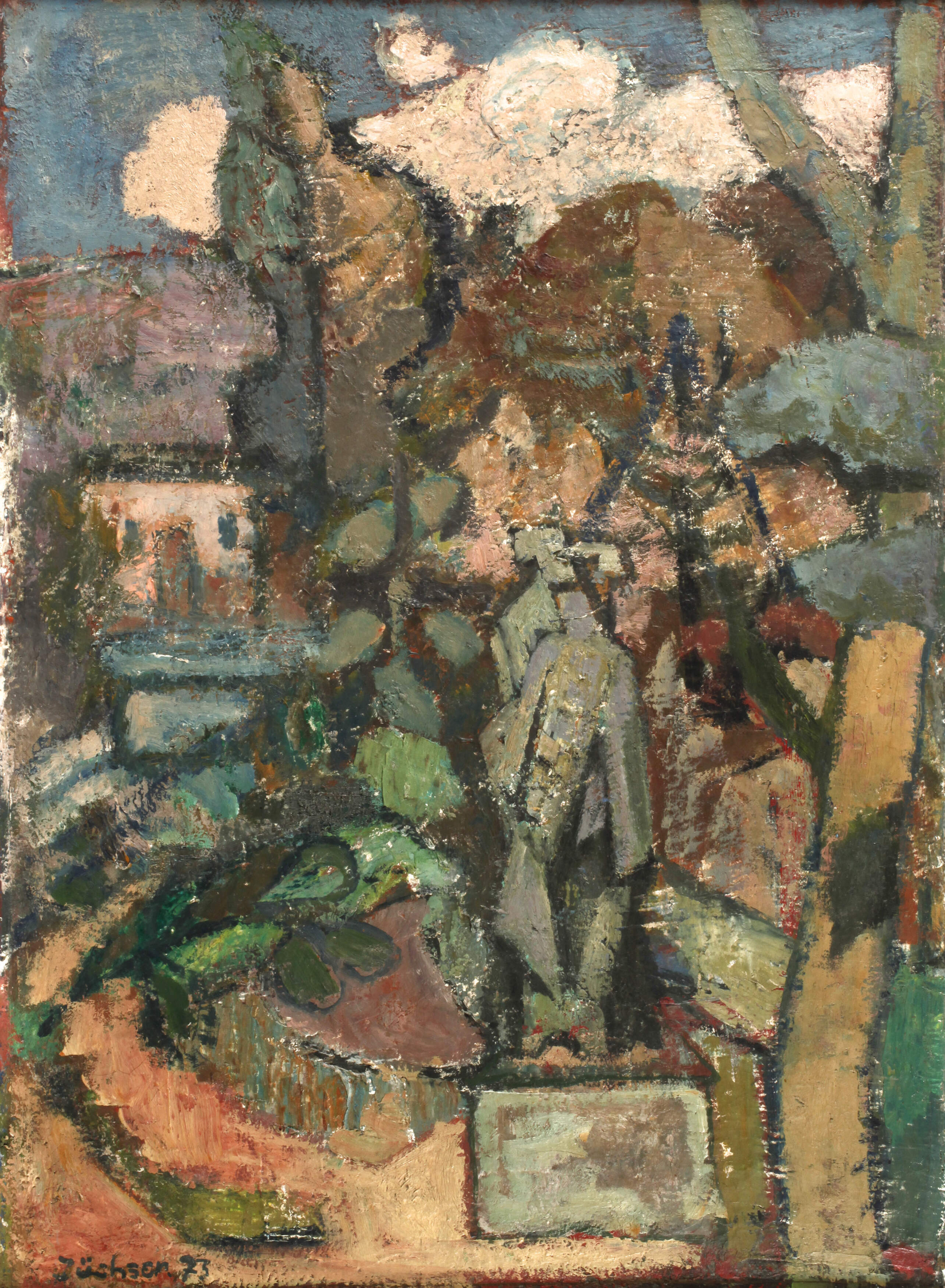 Hans Jüchser, "Kleine Parklandschaft mit Plastik"