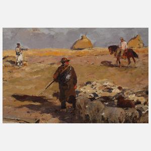 Hugo Mühlig, Schafherde und Heuwender