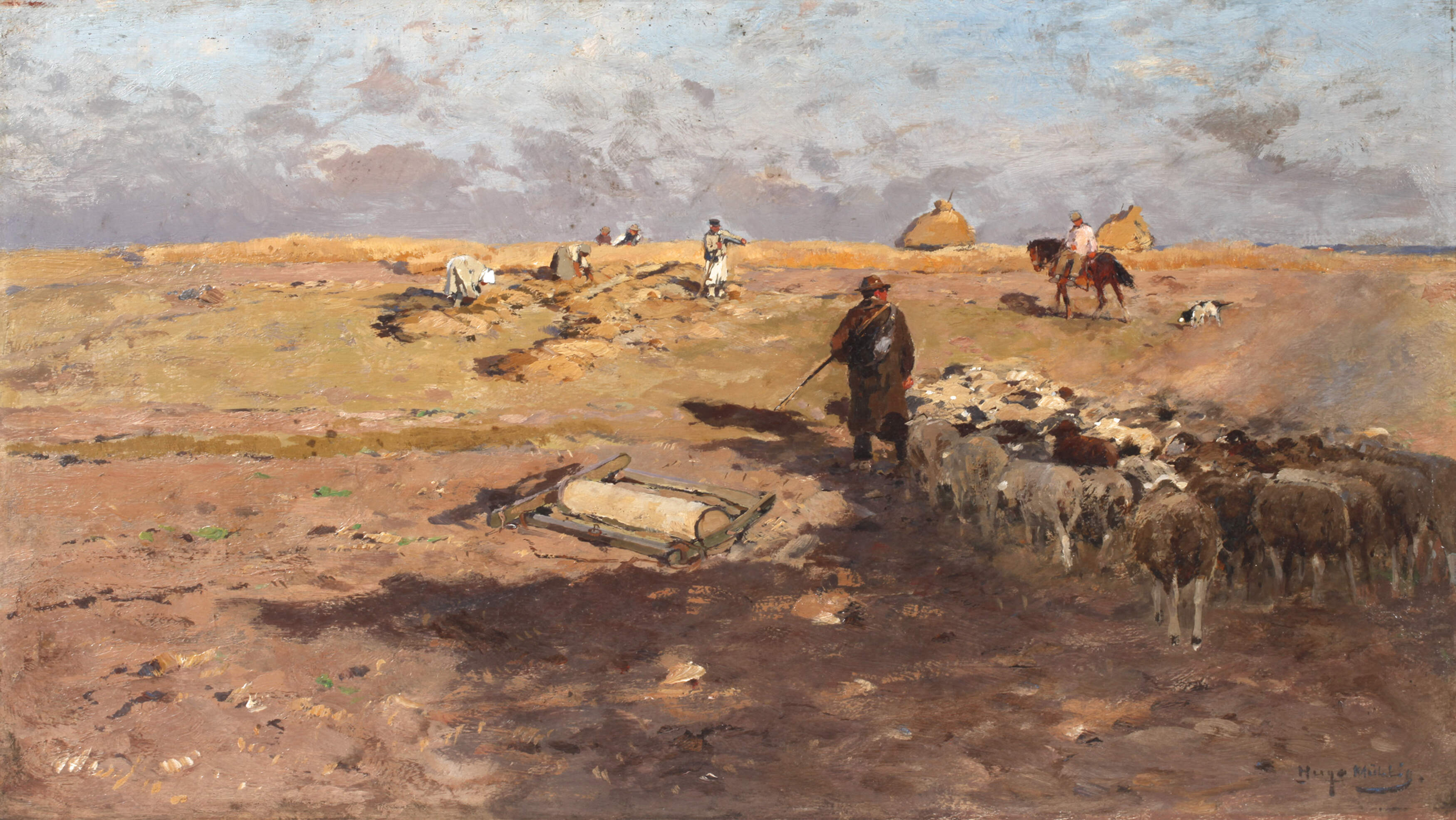 Hugo Mühlig, Schafherde und Heuwender