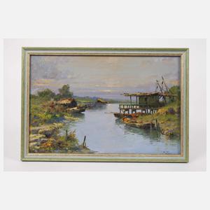 Claudio Pallini, "Sonnenuntergang am Fluss ..."