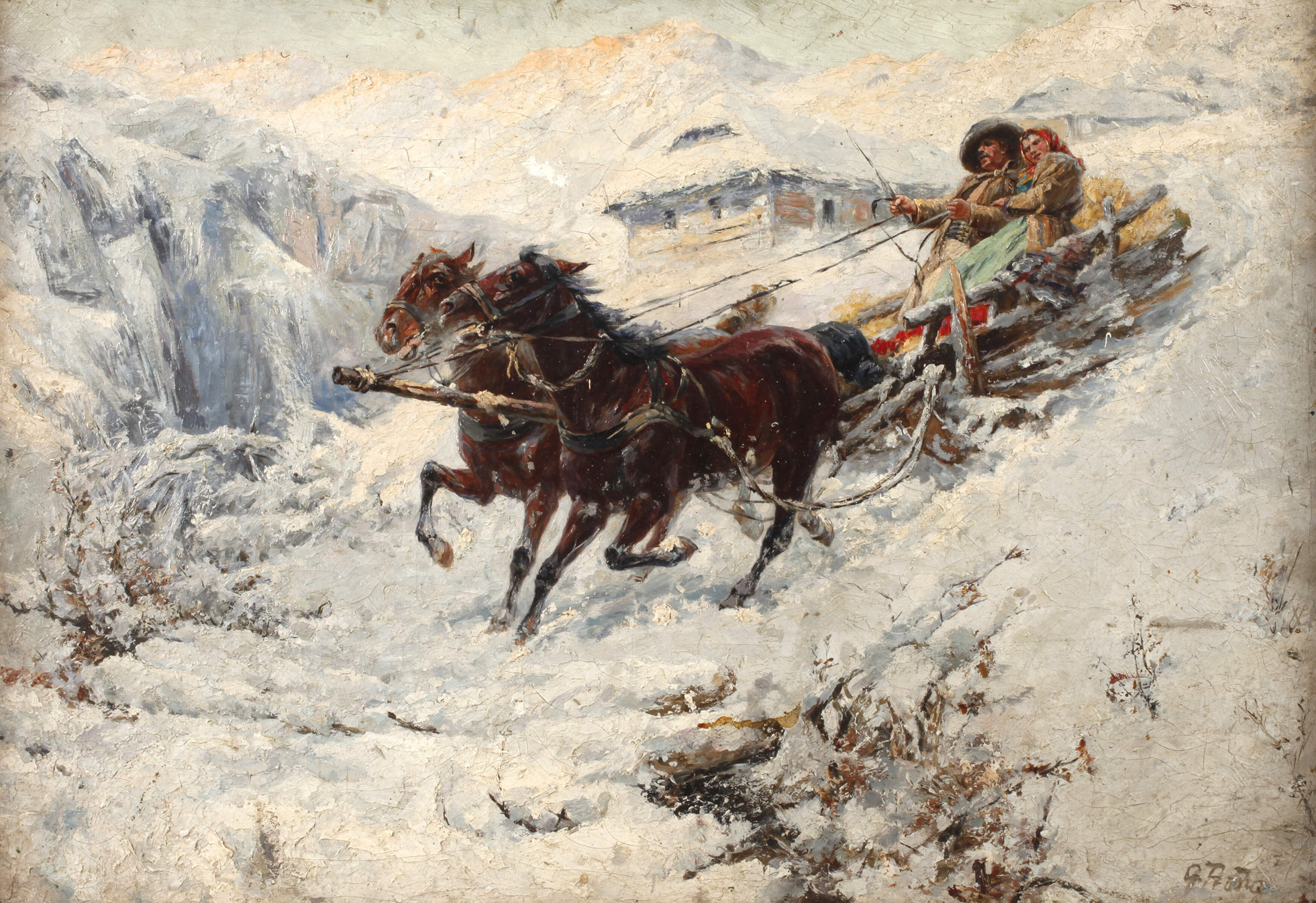 Gustav Prucha, Wilde Schlittenfahrt im Gebirge