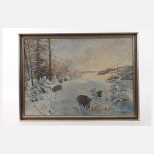 Arthur Steiner, Wildschweine im Winterwald
