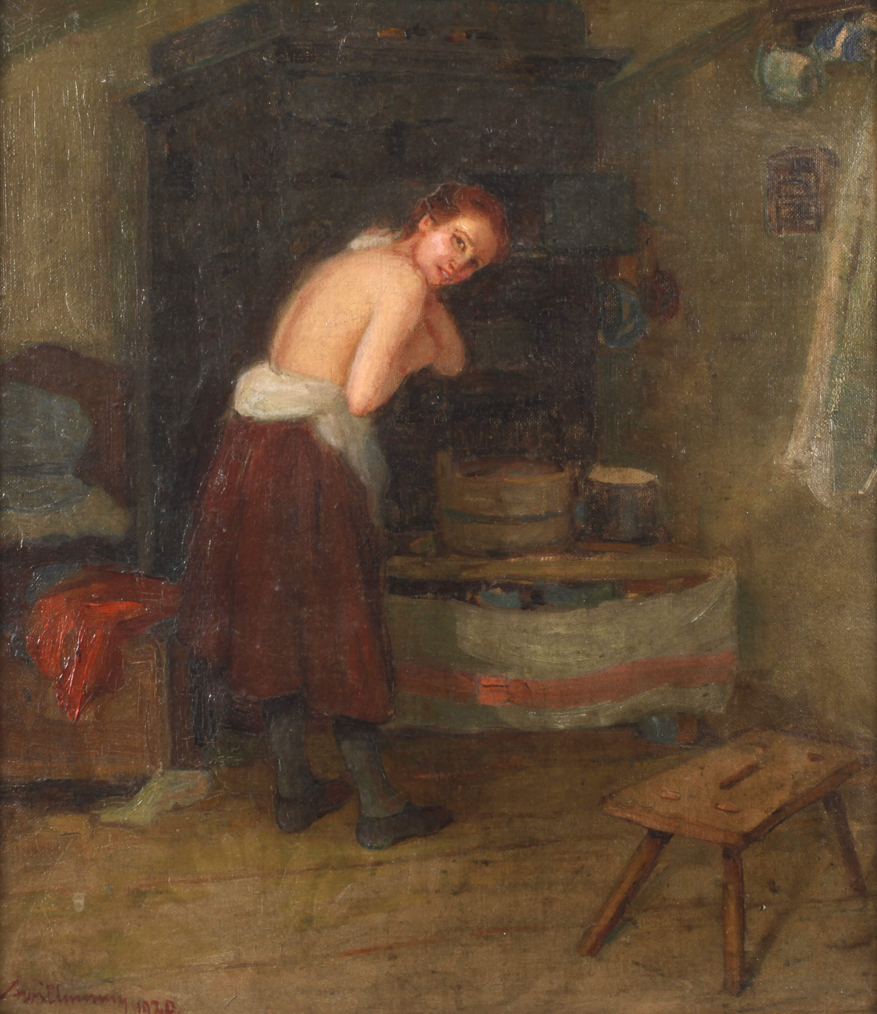 Mädchen bei der Toilette