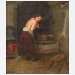 Mädchen bei der Toilette