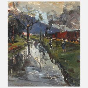 Sommerlandschaft mit Dampfzug