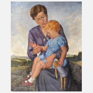Mutter mit Kind und Marienkäfer