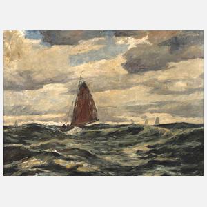 Segelboot auf bewegter See